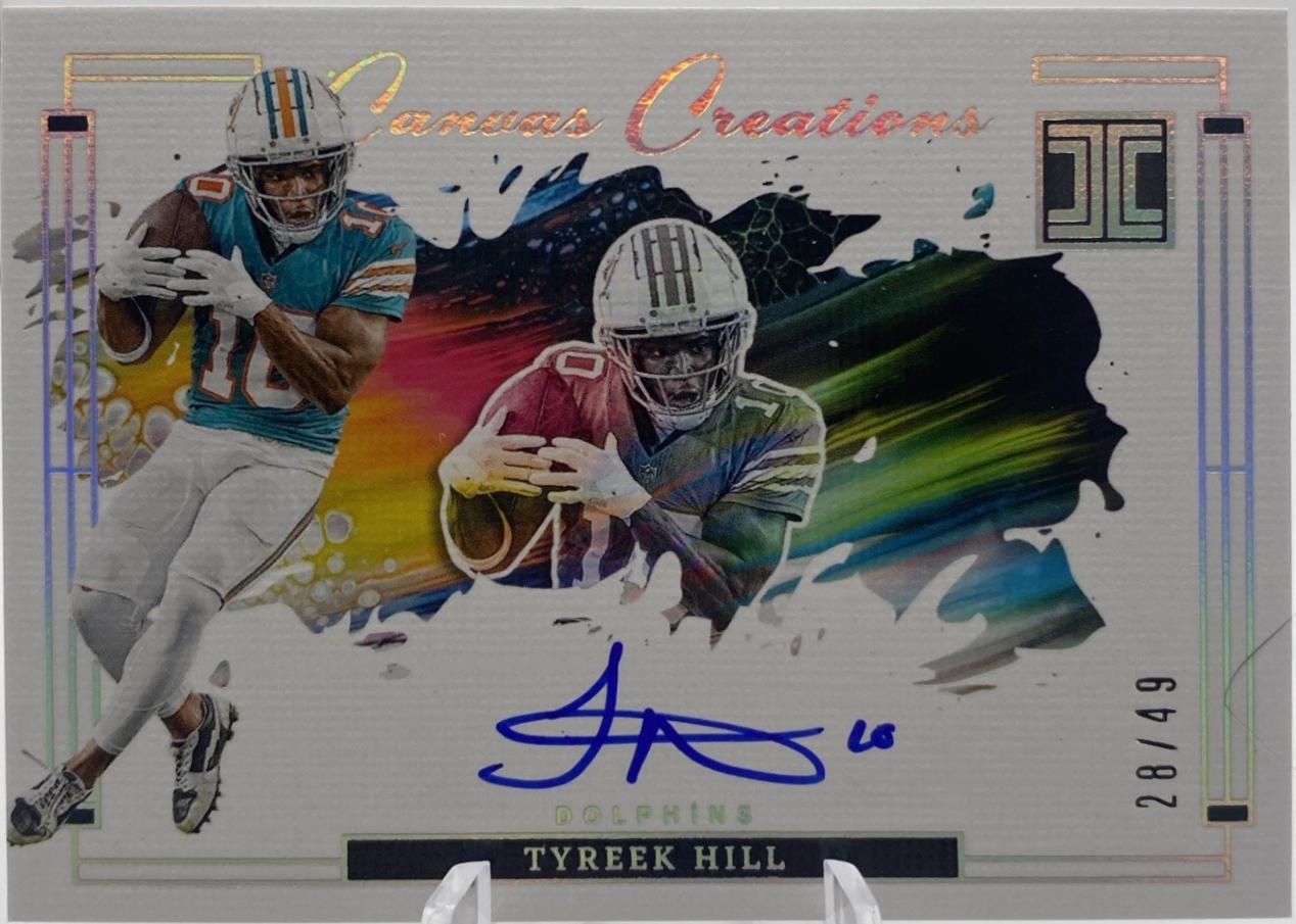 Tyreek Hill #4 Football Cards 2024 Panini Impeccable Canvas Creations Signature