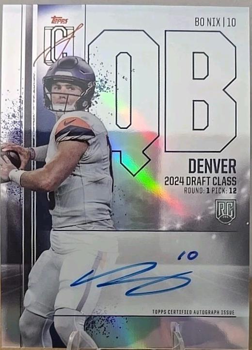 Bo Nix #RCV-BN Football Cards 2024 Topps Signature Class Rookie Chrome Autograph Variation