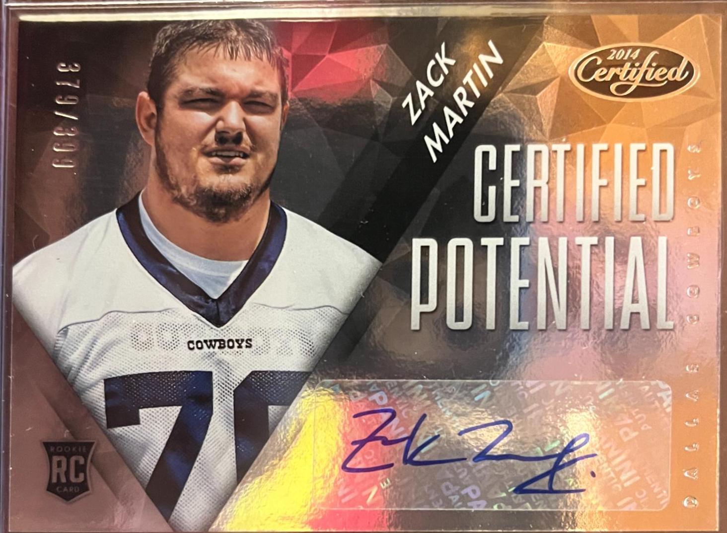 Zack Martin #P-ZA Football Cards 2014 Panini Certified Potential Mirror Signatures