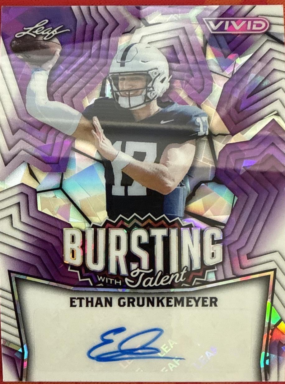 Ethan Grunkemeyer #TA-EG1 2025 Leaf Vivid Football Bursting With Talent Autographs
