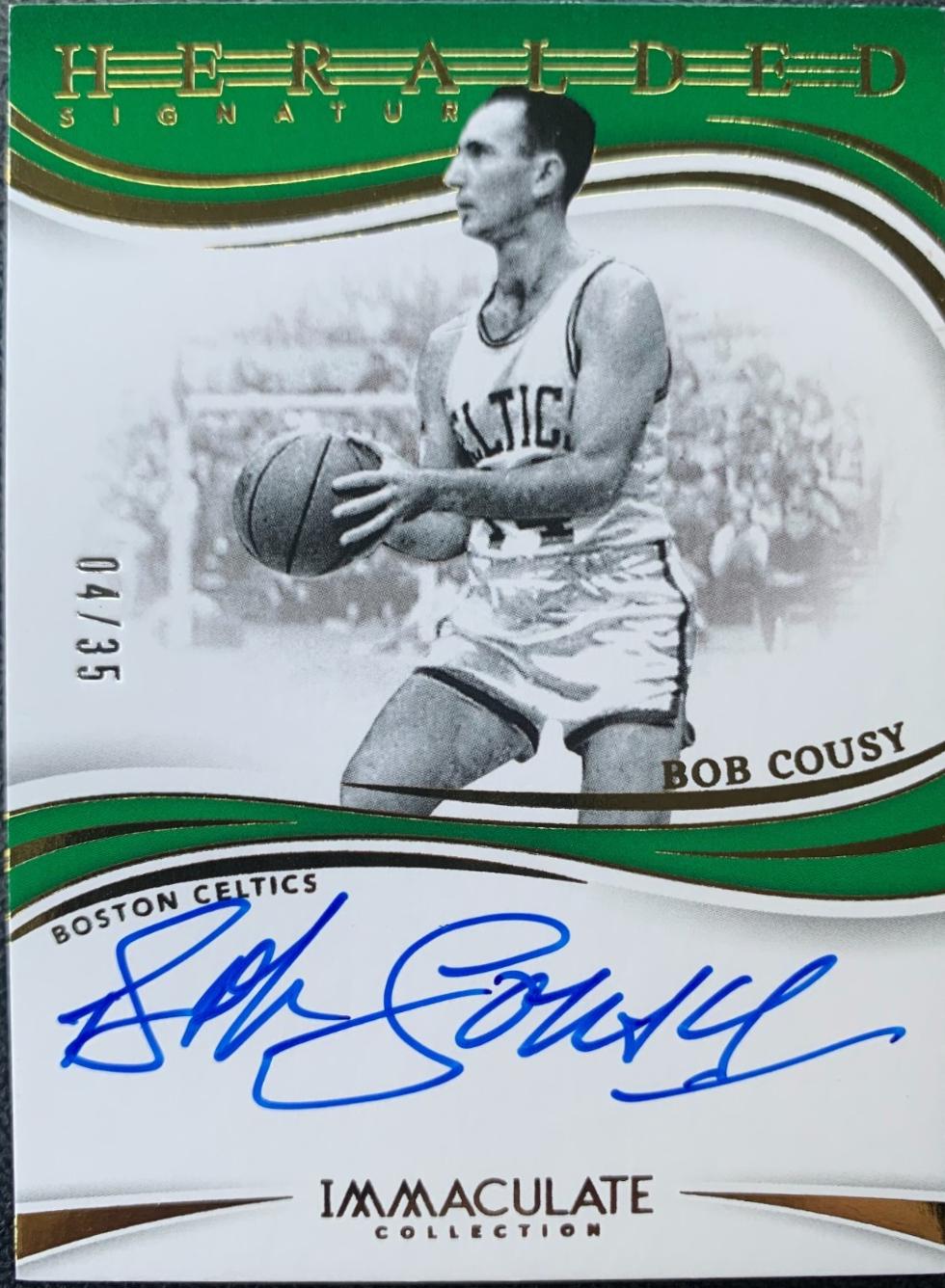 Bob Cousy #38 Basketball Cards 2023 Panini Immaculate Heralded Signatures