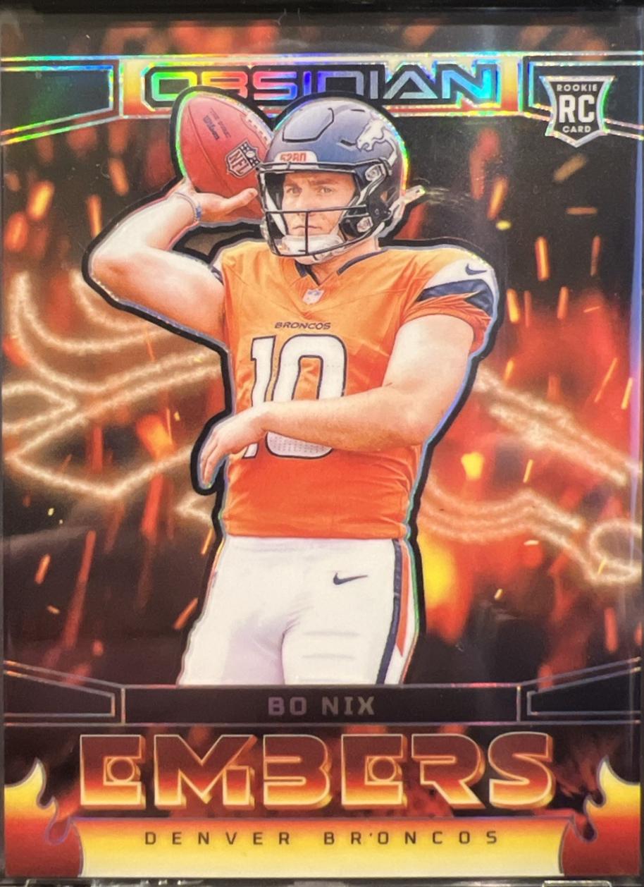 Bo Nix #4 Football Cards 2024 Panini Obsidian Embers