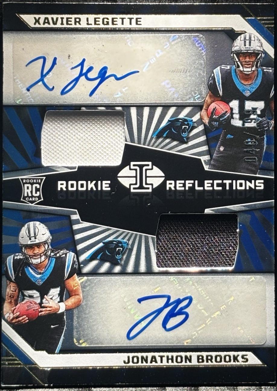 Xavier Legette / Jonathon Brooks #9 Football Cards 2024 Panini Illusions Rookie Reflections Dual Patch Autograph