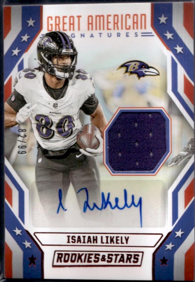 Isaiah Likely #GAS-ILY Football Cards 2024 Panini Rookies & Stars Great American Signatures