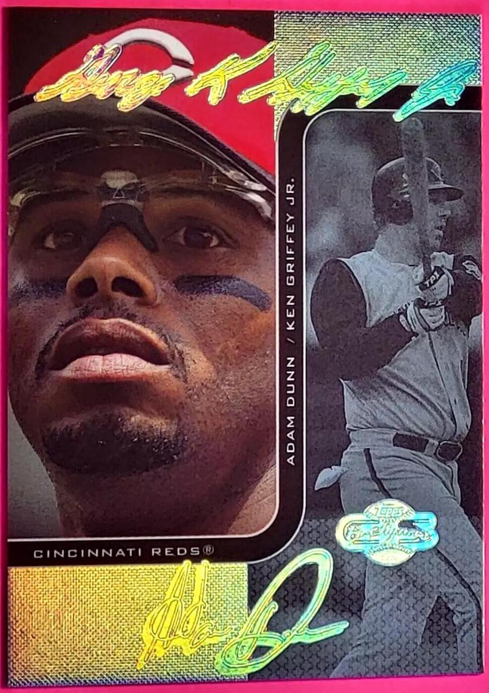Ken Griffey Jr./Adam Dunn #95 Baseball Cards 2006 Topps CO Signers Changing Face Hypersilver Red