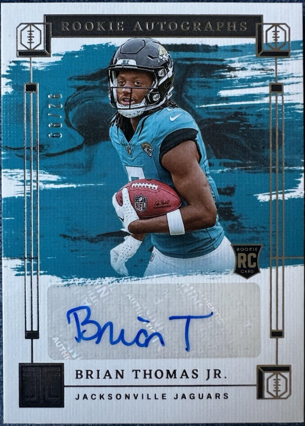 Brian Thomas Jr. #7 Football Cards 2024 Panini Impeccable Rookie Autograph