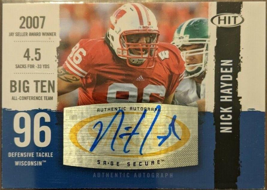 Nick Hayden #A-104 Football Cards 2008 SAGE HIT Autographs