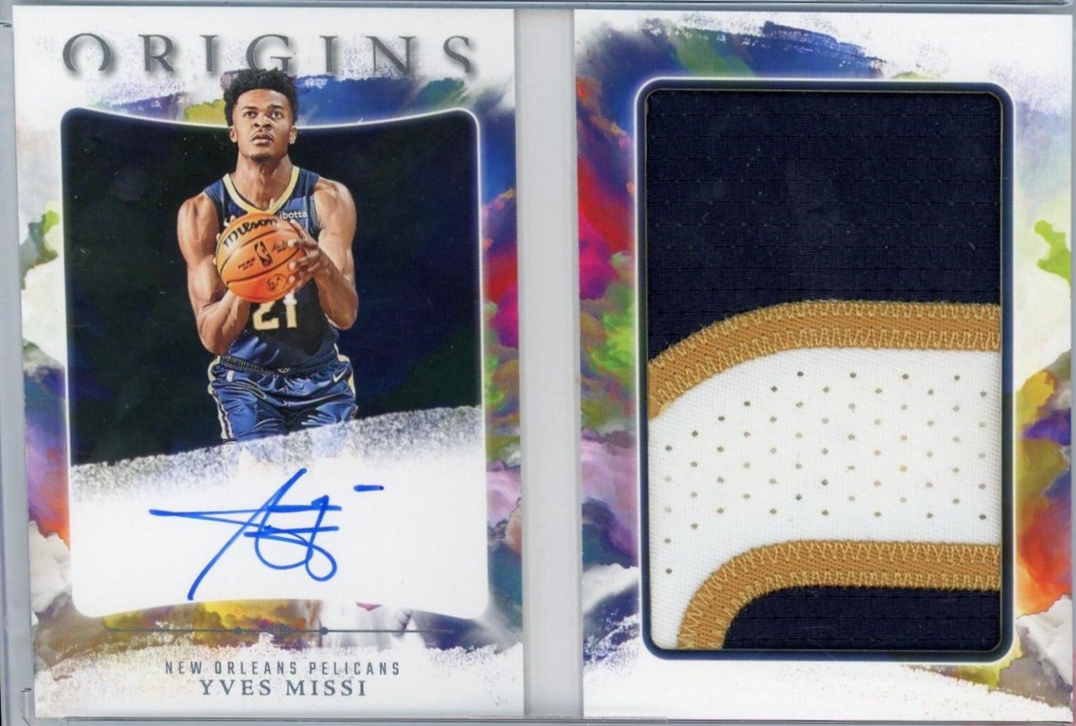 Yves Missi #8 Basketball Cards 2024 Panini Origins Rookie Auto Booklet Patch