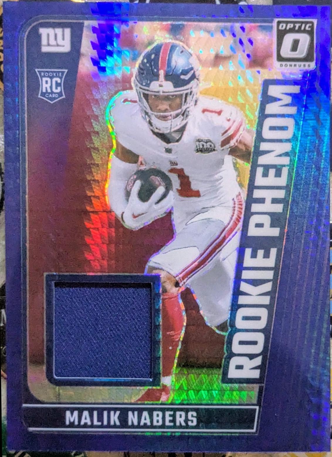 Malik Nabers #RPB-MNS Football Cards 2024 Panini Donruss Optic Rookie Phenom Blue Hyper