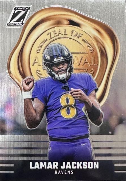 Lamar Jackson #5 Football Cards 2023 Panini Zenith Zeal of Approval
