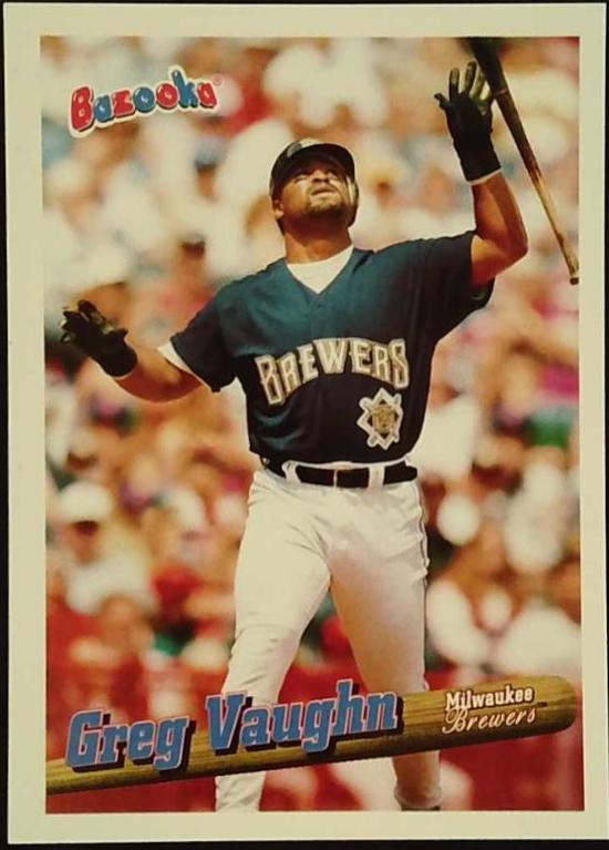 Greg Vaughn #28 Baseball Cards 1996 Bazooka