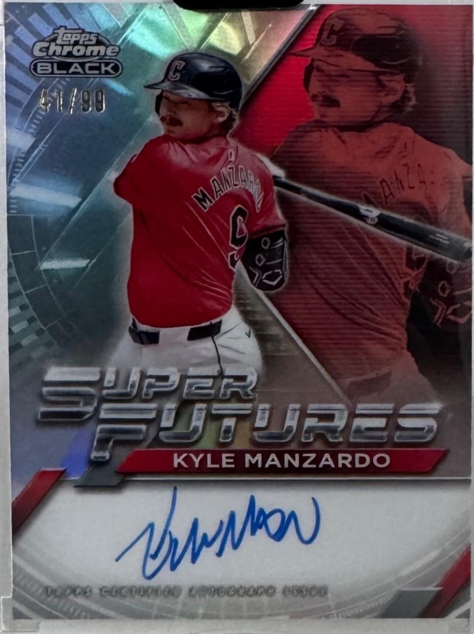 Kyle Manzardo #FSA-KM Baseball Cards 2025 Topps Chrome Black Super Futures Autograph