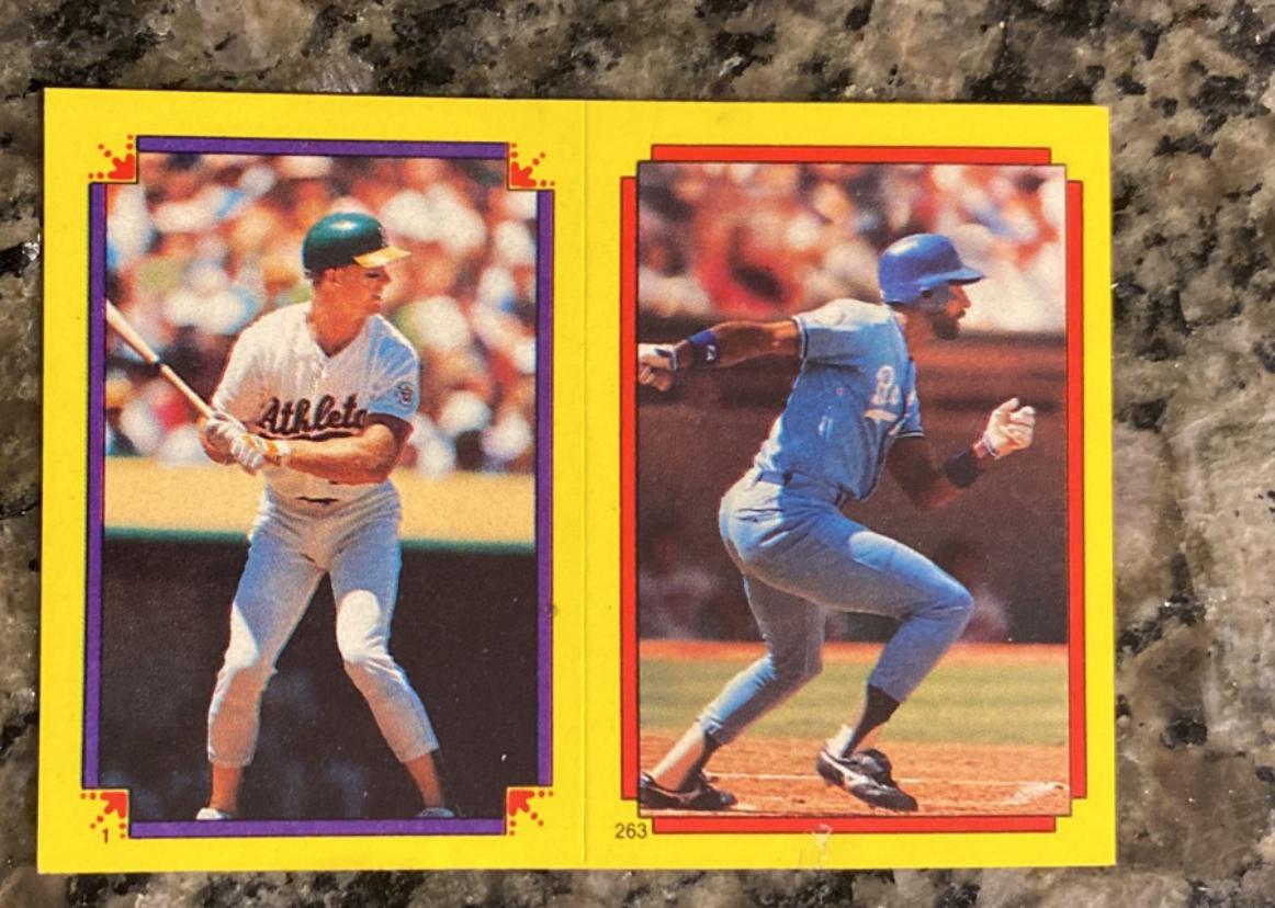 Mark McGwire, Willie Wilson, Lee Smith #1, 263, 33 Baseball Cards 1988 Topps Stickercard