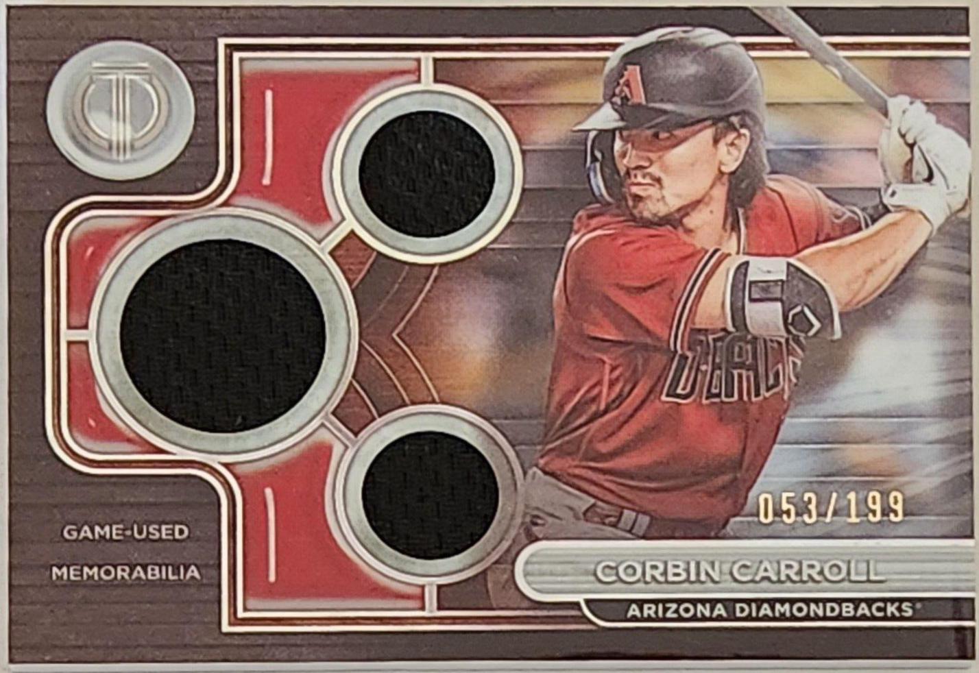 Corbin Carroll #TTR-CC Baseball Cards 2024 Topps Tribute Triple Relic