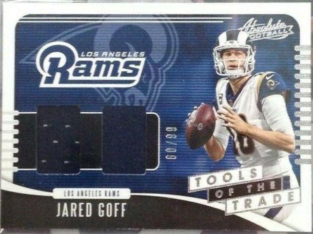 Jared Goff #TTD-JG Football Cards 2019 Panini Absolute Tools of the Trade Double