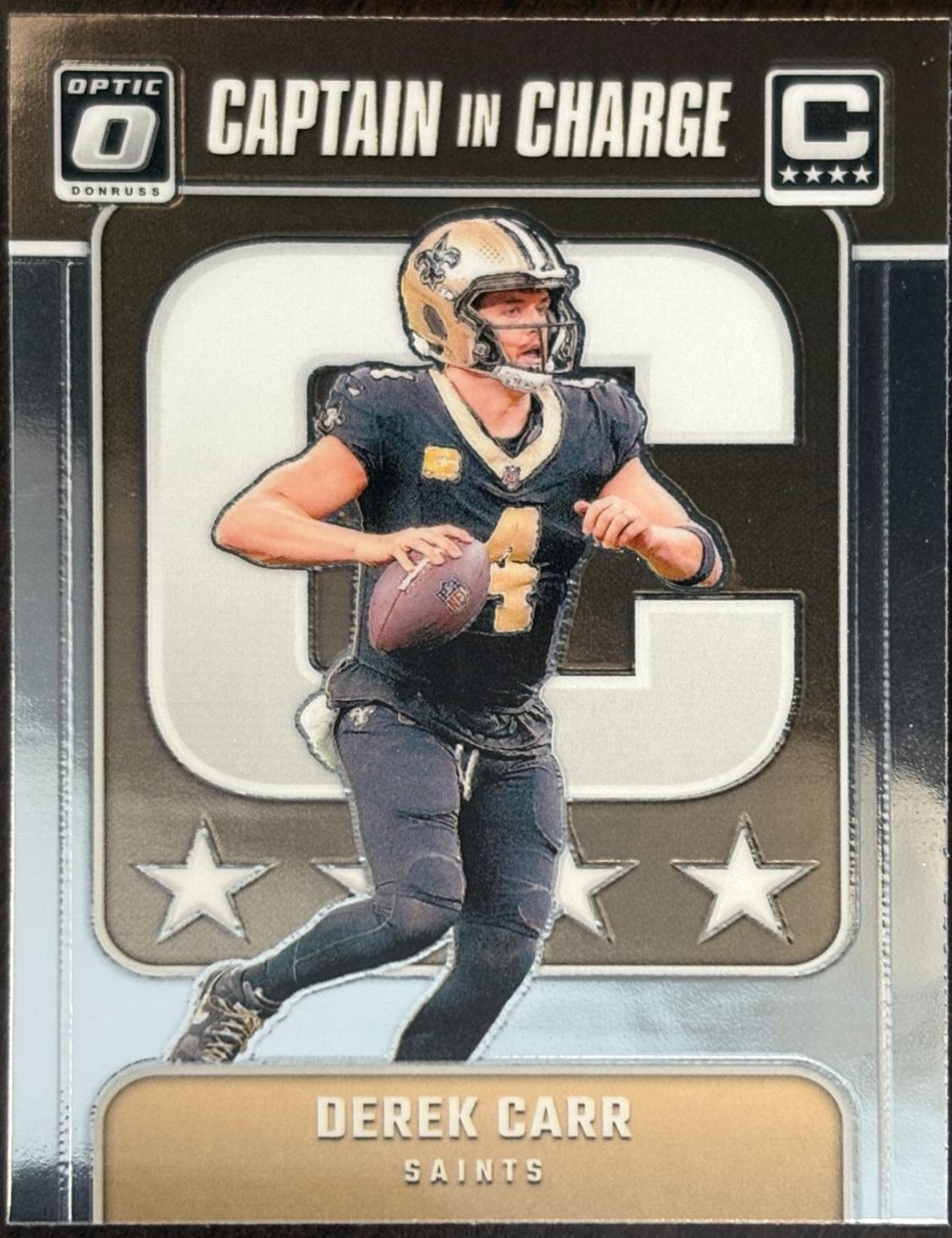 Derek Carr #8 Football Cards 2024 Panini Donruss Optic Captain In Charge