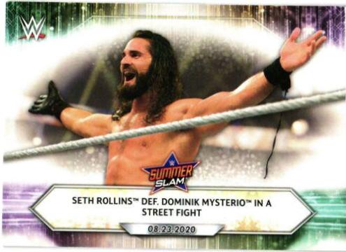 Seth Rollins def. Dominik Mysterio in a Street Fight #94 Wrestling Cards 2021 Topps WWE