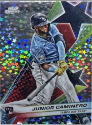 Junior Caminero #SF-1 Baseball Cards 2024 Topps Cosmic Chrome Starfractor
