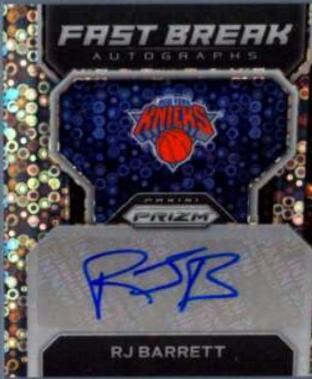RJ Barrett #FB-RJB Basketball Cards 2022 Panini Prizm Fast Break Autographs