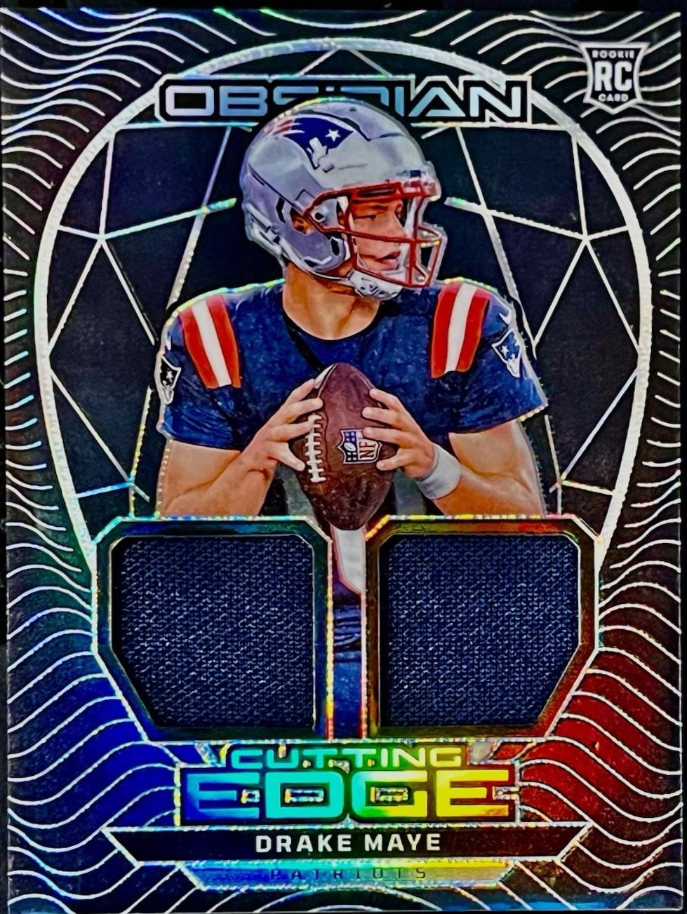 Drake Maye #CEM-DME Football Cards 2024 Panini Obsidian Cutting Edge Materials