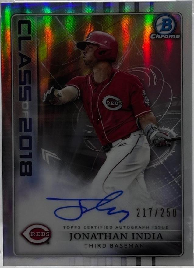 Jonathan India #JI Baseball Cards 2018 Bowman Draft Class of 2018 Autograph