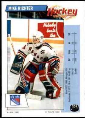 Mike Richter #231 Hockey Cards 1992 Panini Stickers