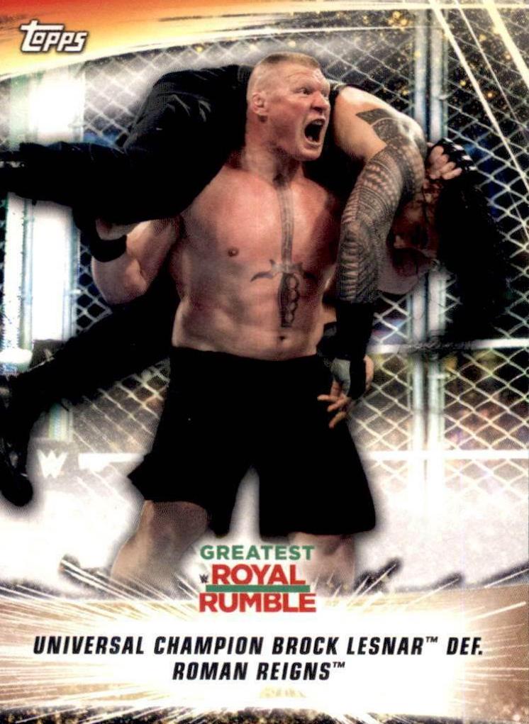Universal Champion Brock Lesnar def. Roman Reigns #60 Wrestling Cards 2019 Topps WWE SummerSlam