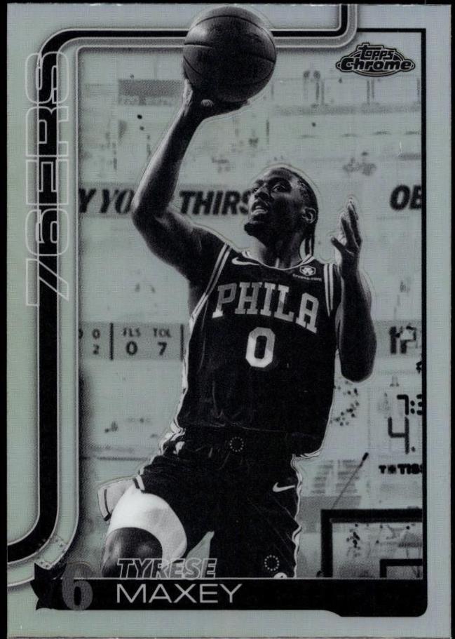 2025 Topps Chrome Tyrese Maxey [Negative Refractor] #185 card