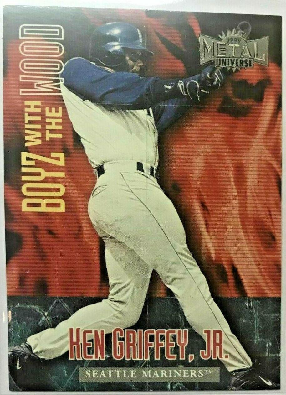 Ken Griffey Jr #1 Baseball Cards 1999 Metal Universe Boyz With the Wood
