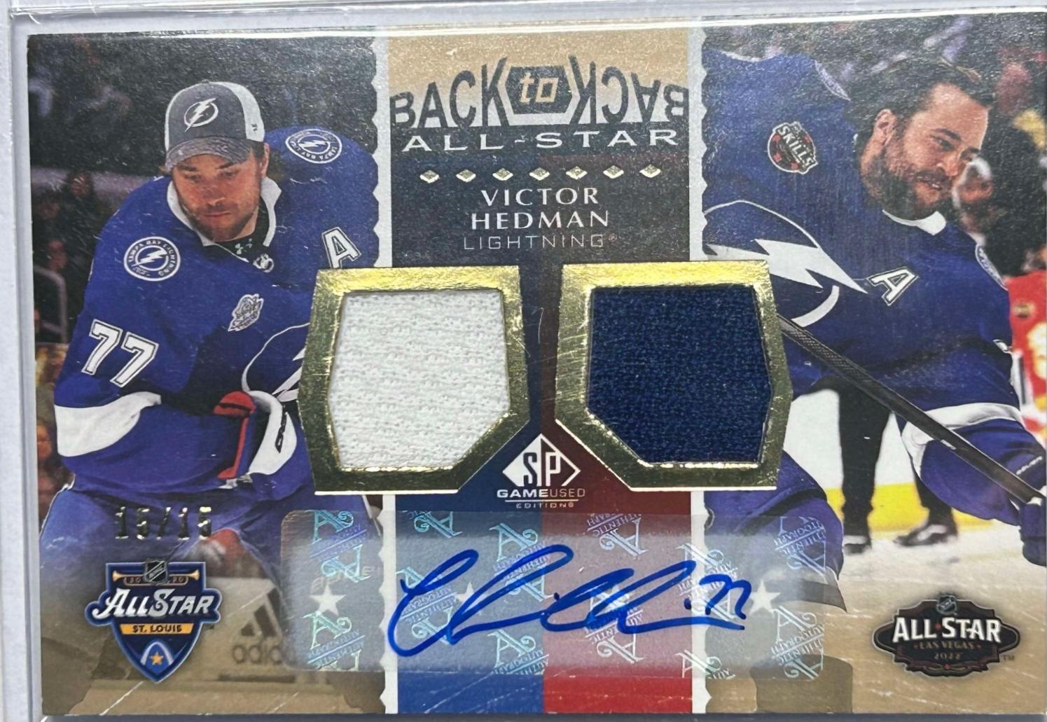 Victor Hedman #BBAS-VH 2022 Sp Game Used Back To Back All Stars Hockey