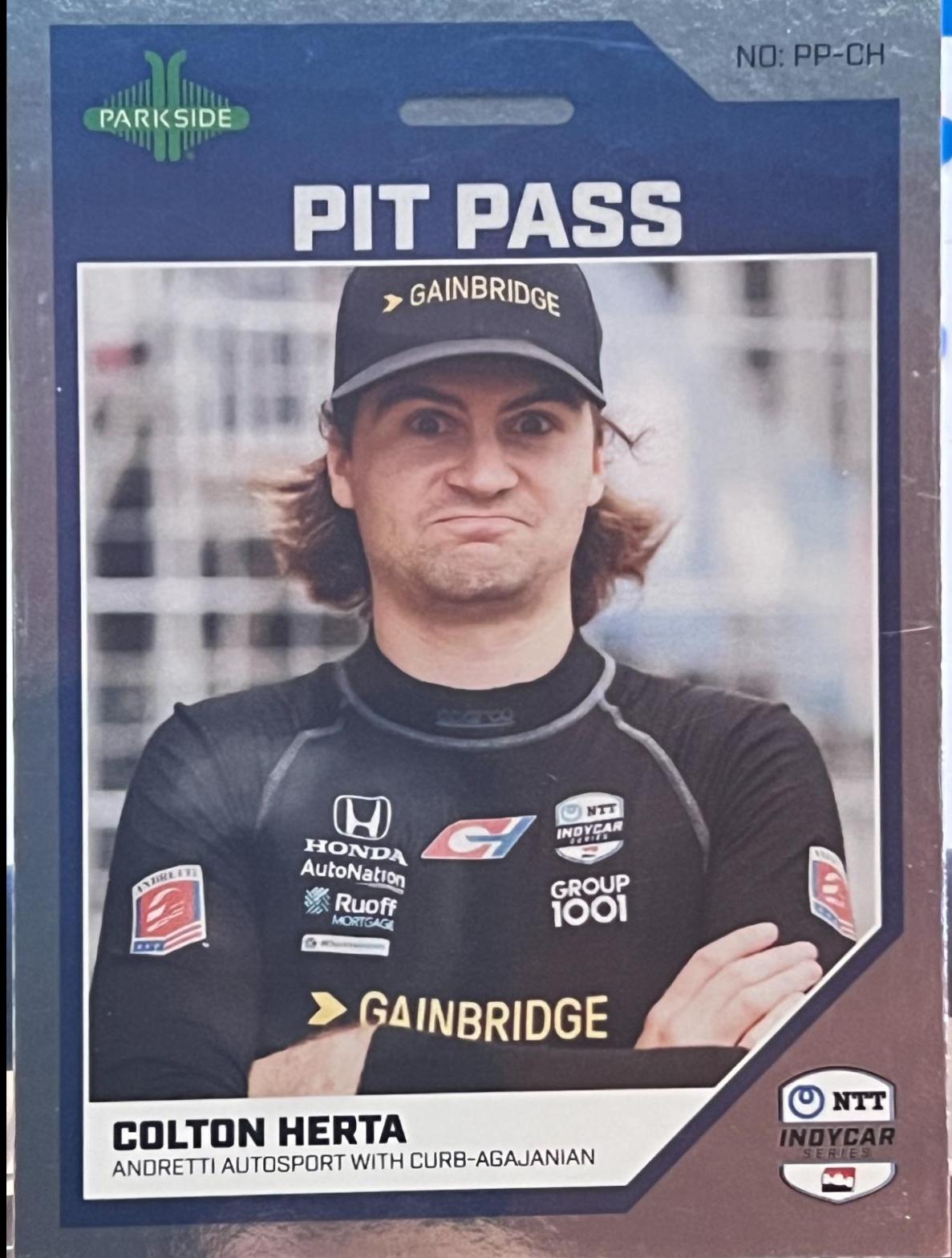 Colton Herta #PP-CH Racing Cards 2024 Parkside NTT IndyCar Pit Pass