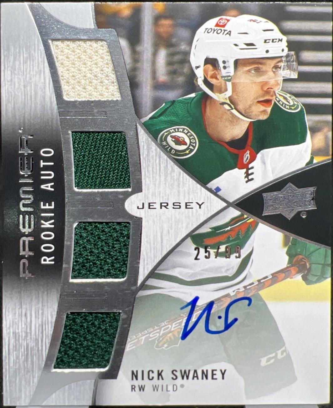 Nick Swaney #PRA-NS Hockey Cards 2023 Upper Deck Premier Rookie Auto Jersey