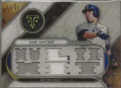Gary Sanchez #TTR-GS2 Baseball Cards 2017 Topps Triple Threads Relics