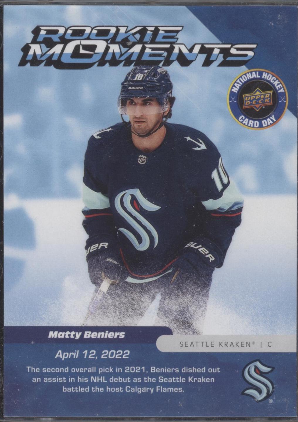 Matty Beniers #NHCD-BE Hockey Cards 2023 Upper Deck National Card Day Rookie Moments