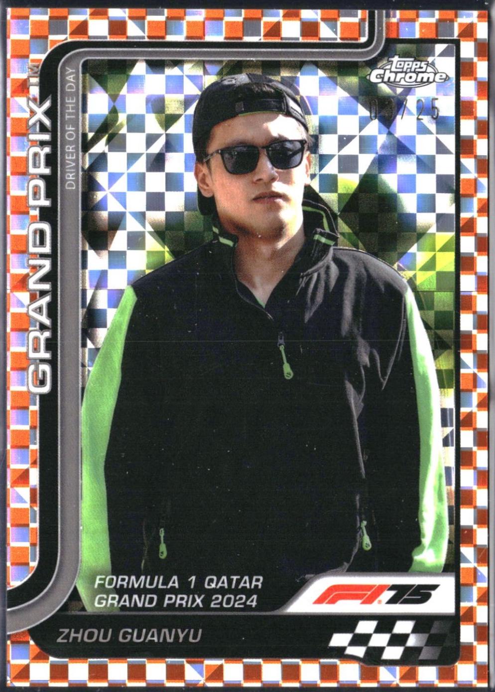 Zhou Guanyu [Orange Checker Flag Refractor] #144