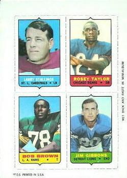 Larry Stallings, Rosey Taylor, Bob Brown, Jim Gibbons UER Football Cards 1969 Topps Four in One