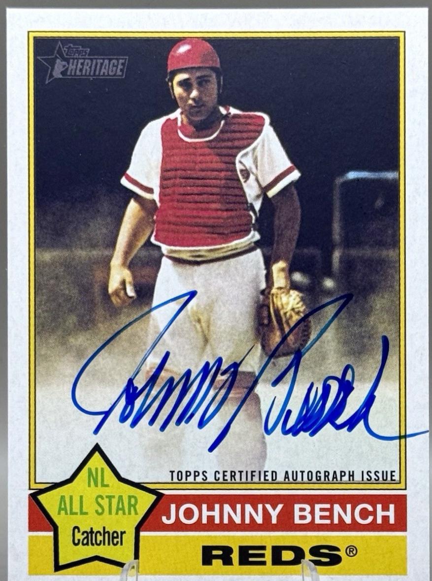 Johnny Bench #76RO-JB Baseball Cards 2025 Topps Heritage Real One Autograph