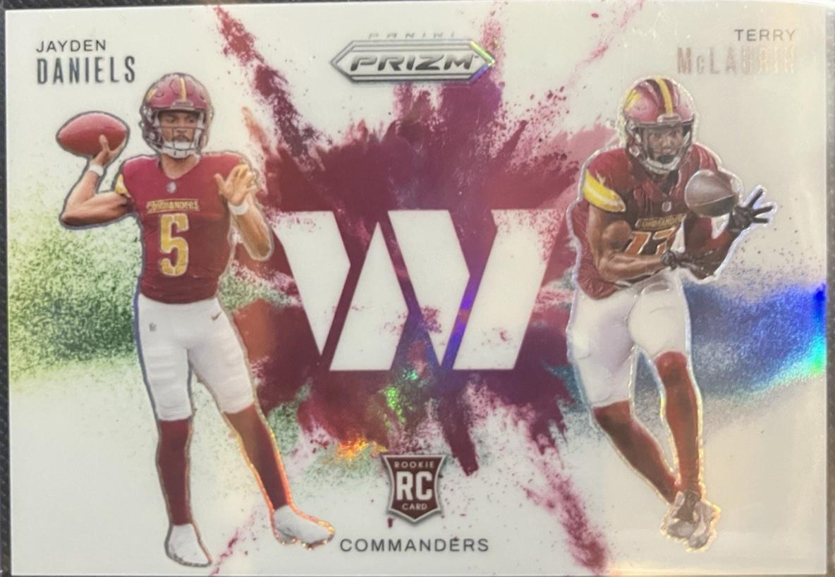 Jayden Daniels / Terry McLaurin #11 Football Cards 2024 Panini Prizm Color Blast Dual