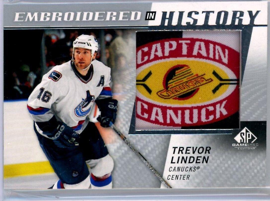 Trevor Linden #52 Hockey Cards 2021 SP Game Used Embroidered in History