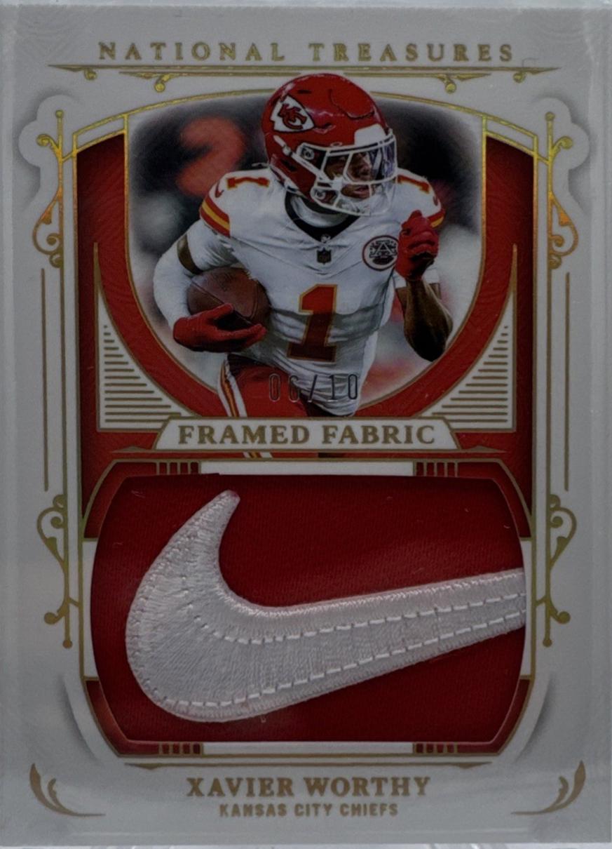 Xavier Worthy #29 2025 Panini National Treasures Football Framed Fabric