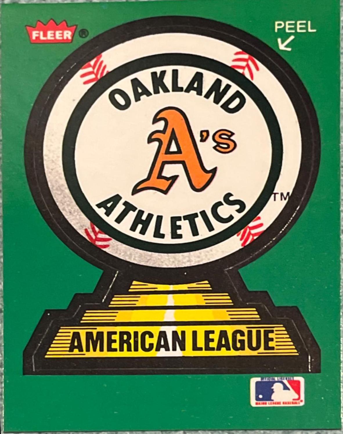 Oakland Athletics Team Sticker Baseball Cards 1988 Fleer Team Stickers