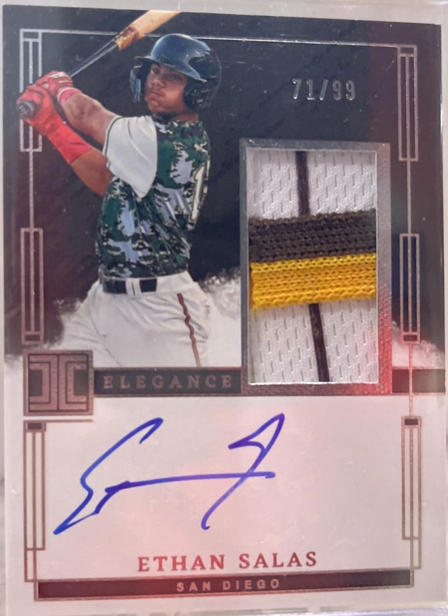 Ethan Salas #EPJ-ES Baseball Cards 2024 Panini Impeccable Elegance Prospect Jersey Autograph