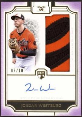 Jordan Westburg [Purple] #DRPC-JWE Baseball Cards 2024 Topps Definitive Rookie Patch Autograph