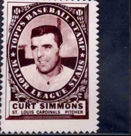 Curt Simmons Baseball Cards 1961 Topps Stamps
