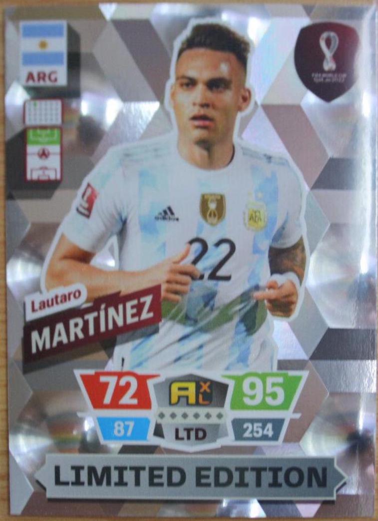 Lautaro Martinez Soccer Cards 2022 Panini Adrenalyn XL FIFA World Cup Qatar Limited Edition