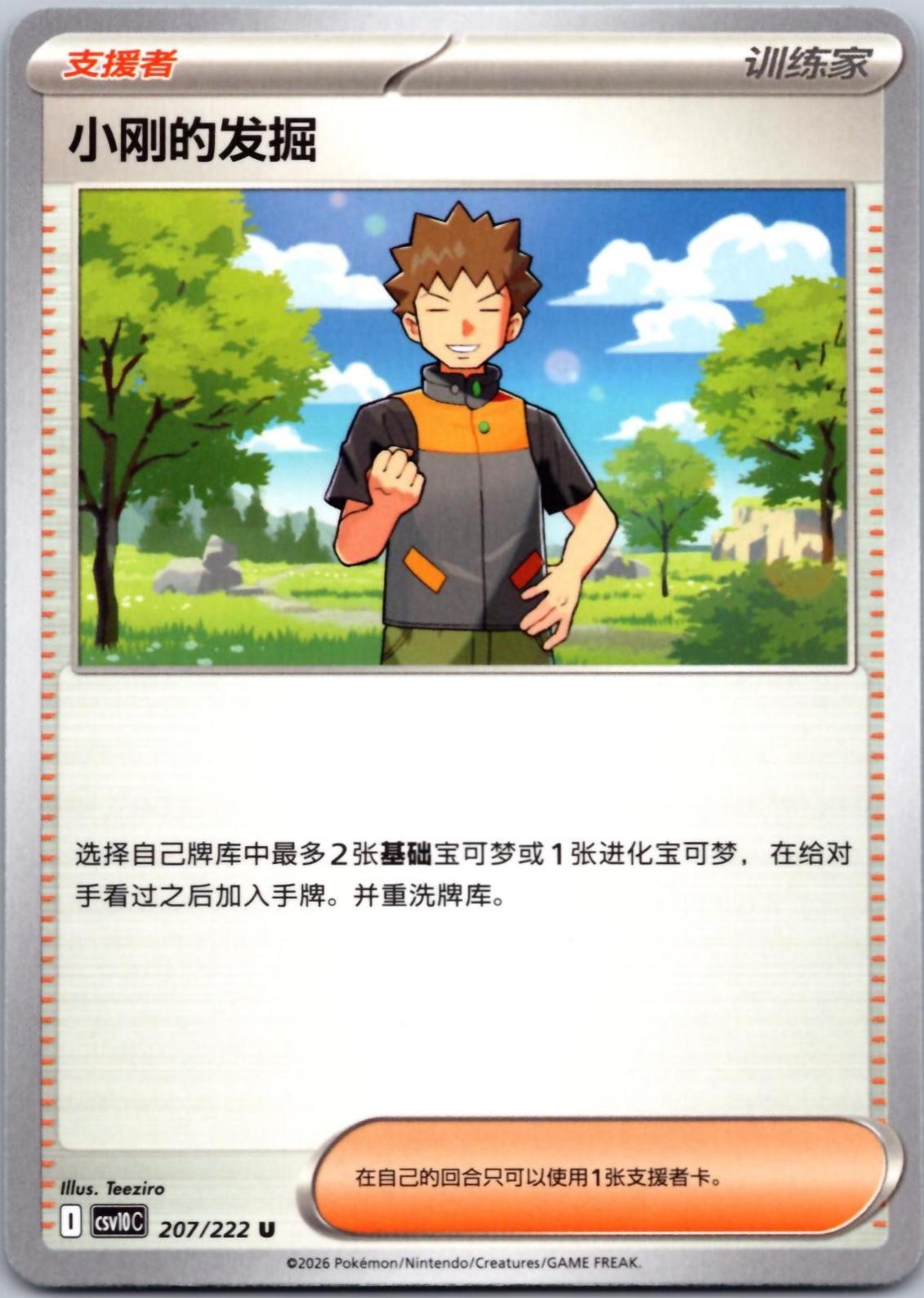 Brock's Scouting #207 Pokémon Card from Pokemon Chinese CSV10C Set 