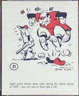 Eight Pinch Hitters Used #21 Baseball Cards 1963 Gad Fun Cards