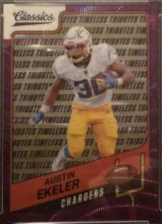 Austin Ekeler [Timeless Tributes Purple] #100 Football Cards 2021 Panini Classics