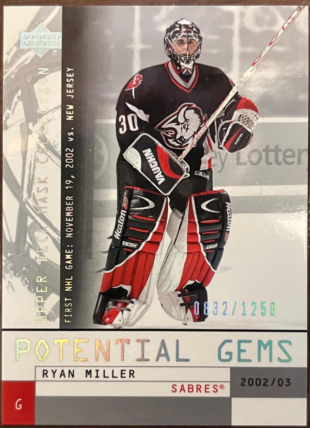 Ryan Miller #165 Hockey Cards 2002 Upper Deck Mask Collection