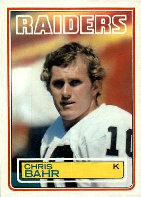 Chris Bahr #296 Football Cards 1983 Topps